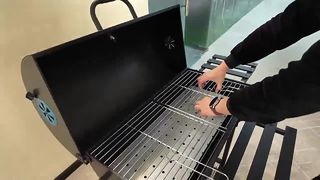 Zewnętrzny grill węglowy, grill na dziedzińcu willi, 5-10 do użytku domowego, duży zadaszony, anty