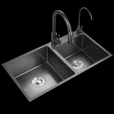 Sprzęt do sprzedaży hurtowej Simple Design Custom Modern Rectangular Metal Brass Chrome Dwukrotny zlew kuchenny do użytku domowego
