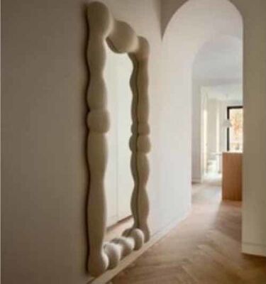 Handmade Modern Home Decor Large Wall Hanging Gold Frame Mirror Irregular Shape with Organic Style Art Deco Design