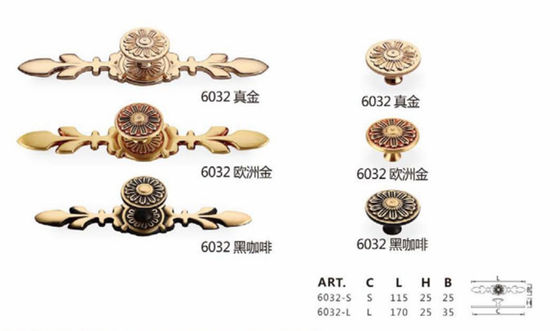 Luksusowe nowoczesne mosiężne młotkowane gałki kuchenne do szafki